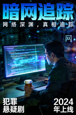 犯罪剧《暗网追踪》海报，网络侦探在电脑前分析数据